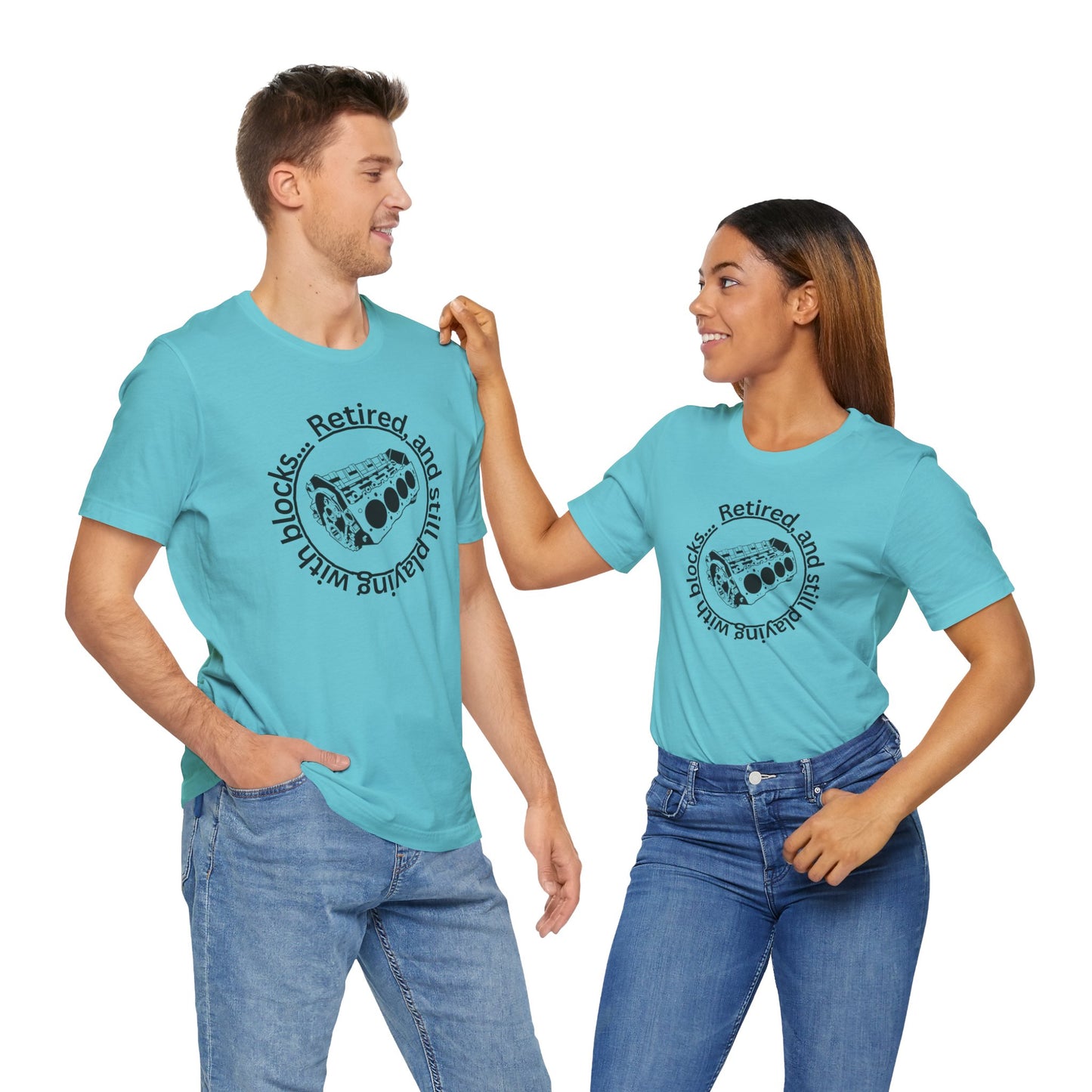 Retired and still playing with blocks, Unisex Jersey Short Sleeve Tee