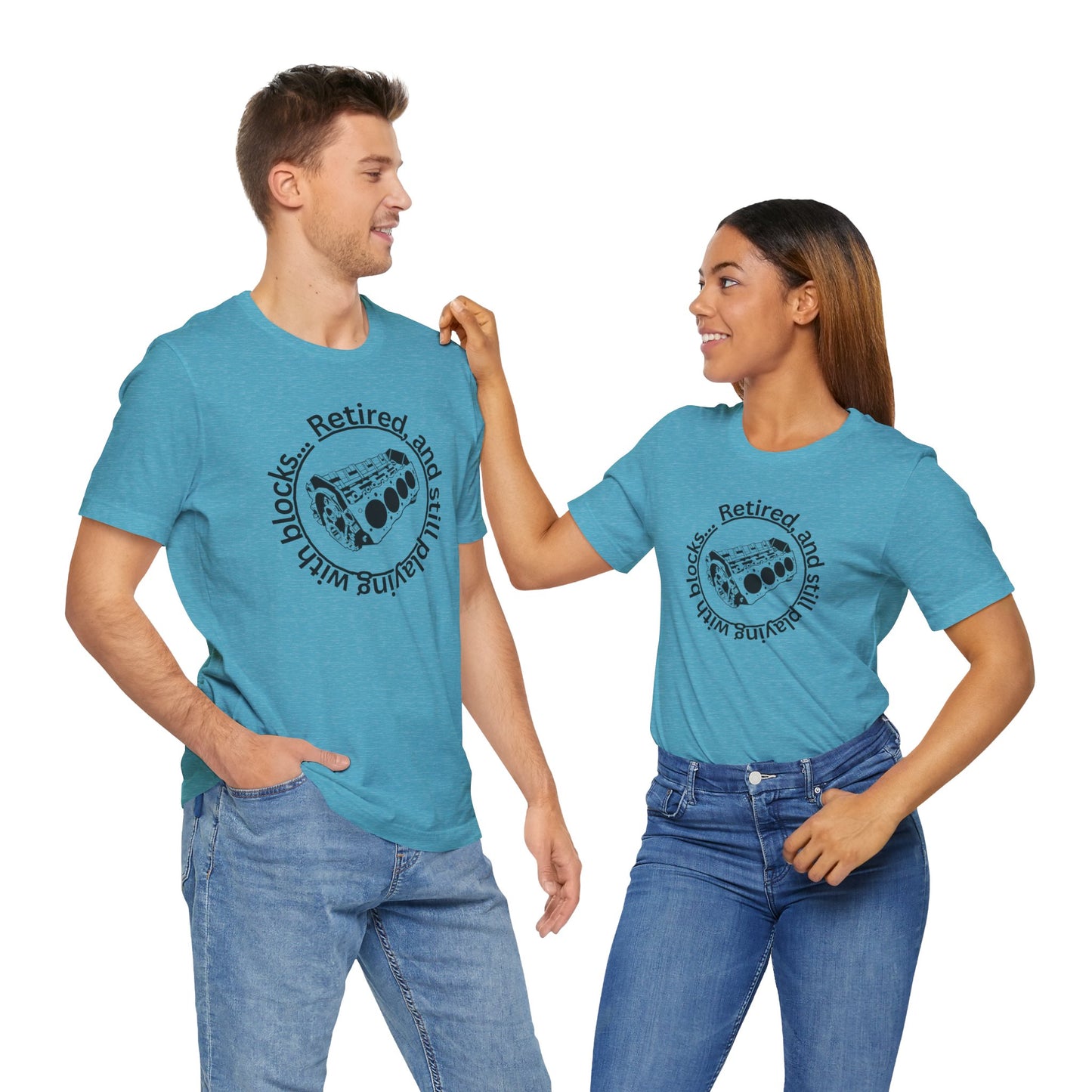 Retired and still playing with blocks, Unisex Jersey Short Sleeve Tee