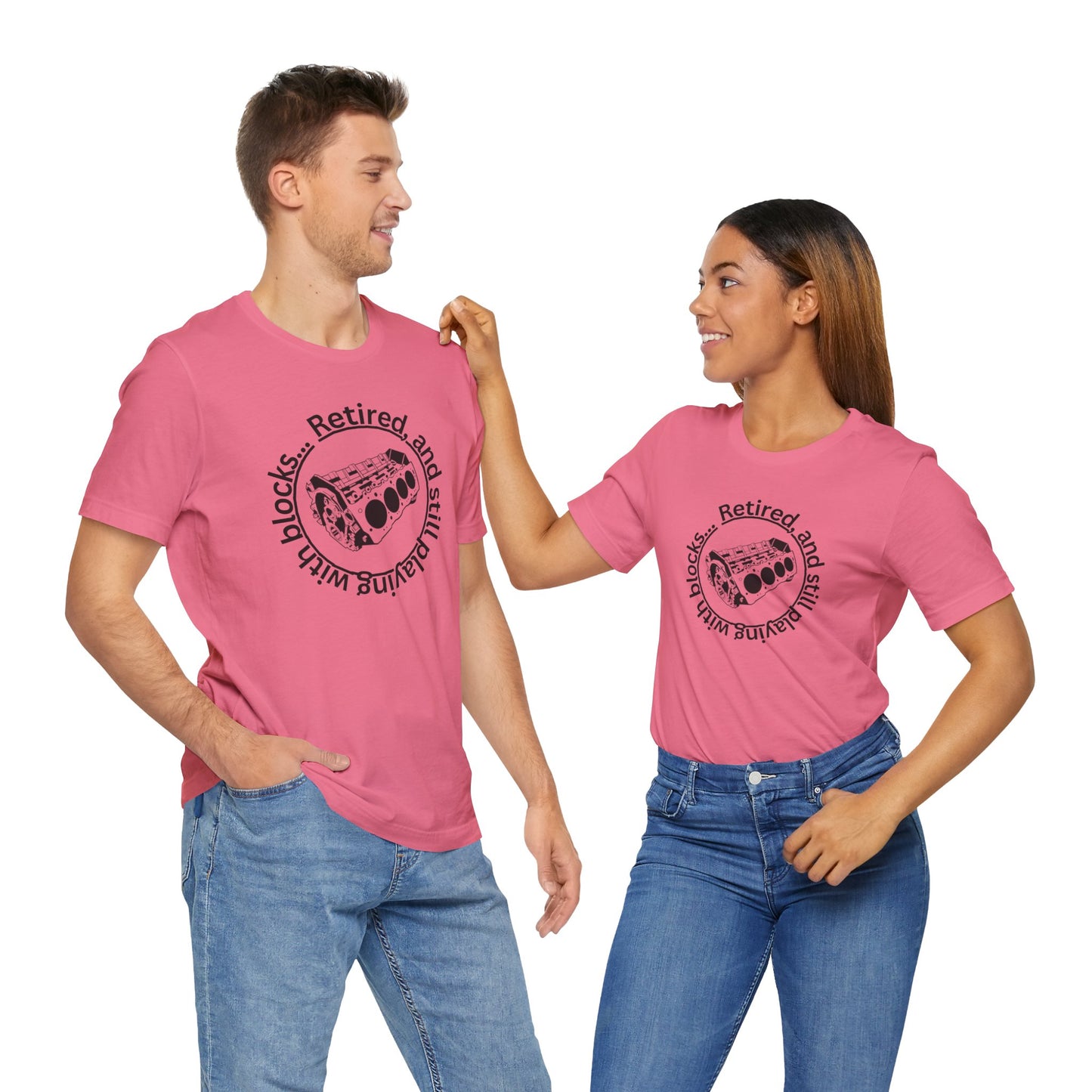 Retired and still playing with blocks, Unisex Jersey Short Sleeve Tee