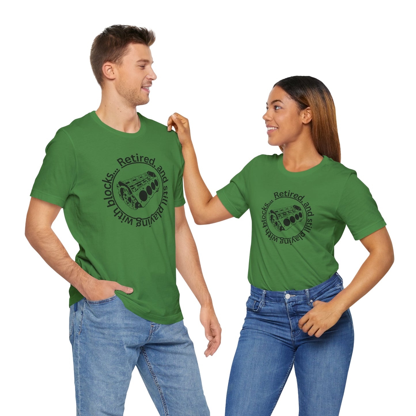 Retired and still playing with blocks, Unisex Jersey Short Sleeve Tee