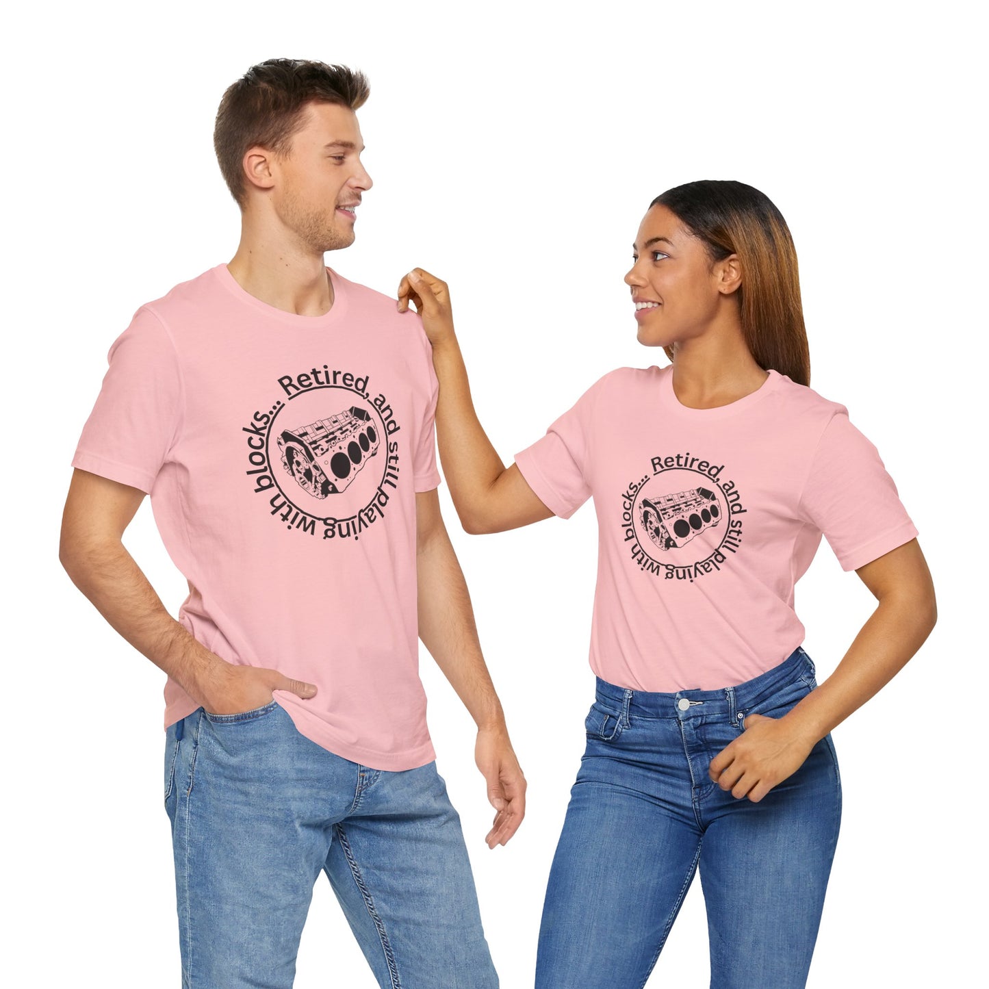 Retired and still playing with blocks, Unisex Jersey Short Sleeve Tee