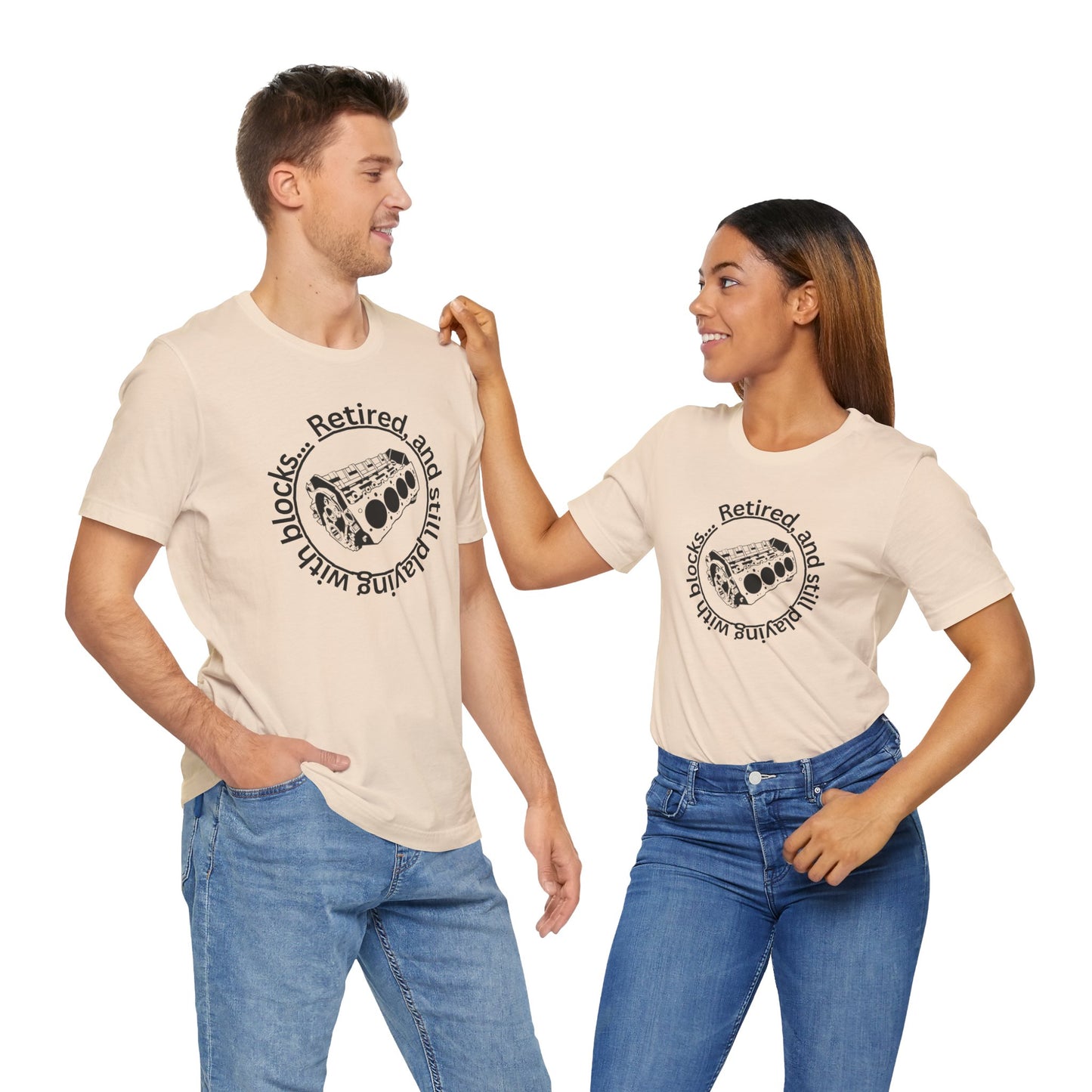 Retired and still playing with blocks, Unisex Jersey Short Sleeve Tee