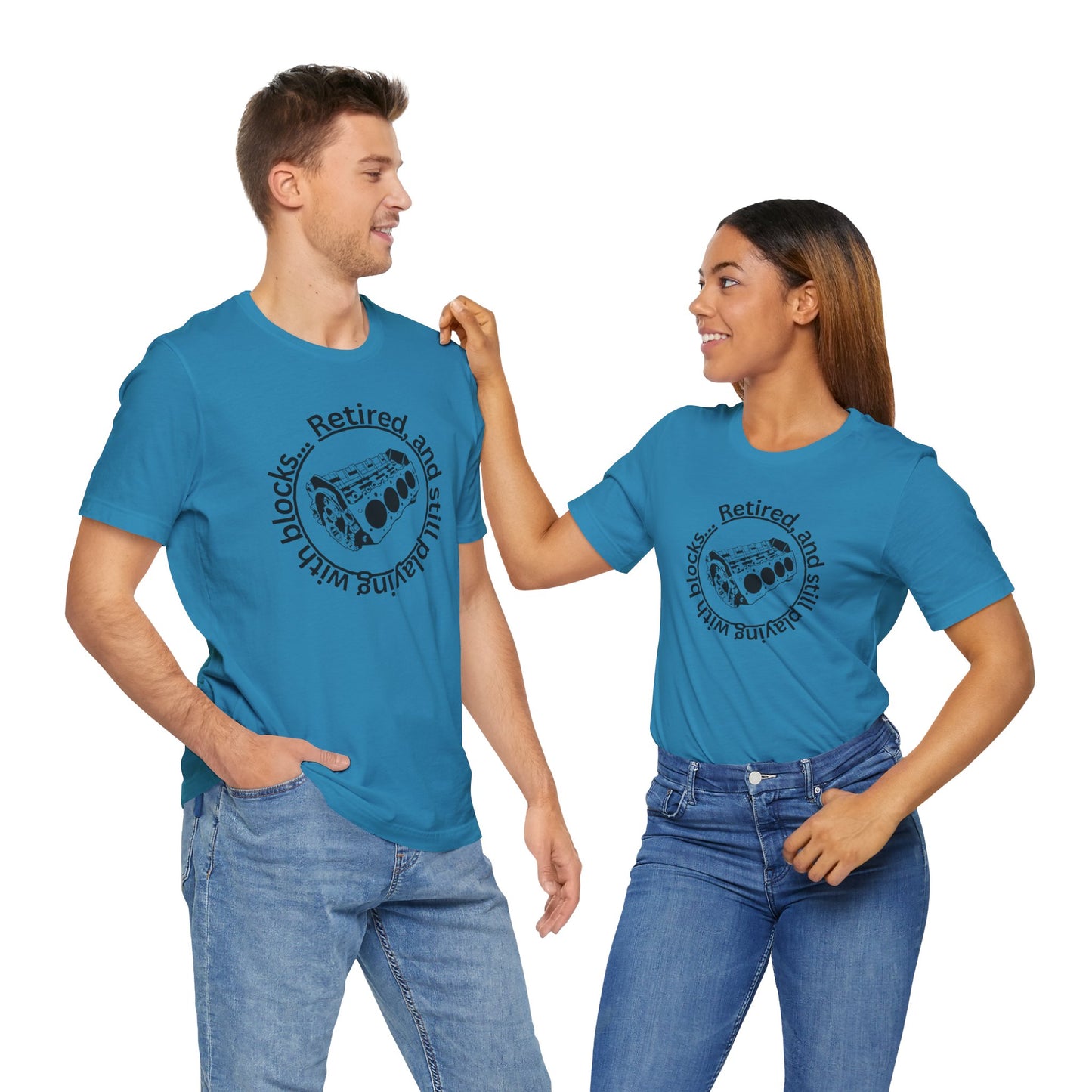 Retired and still playing with blocks, Unisex Jersey Short Sleeve Tee