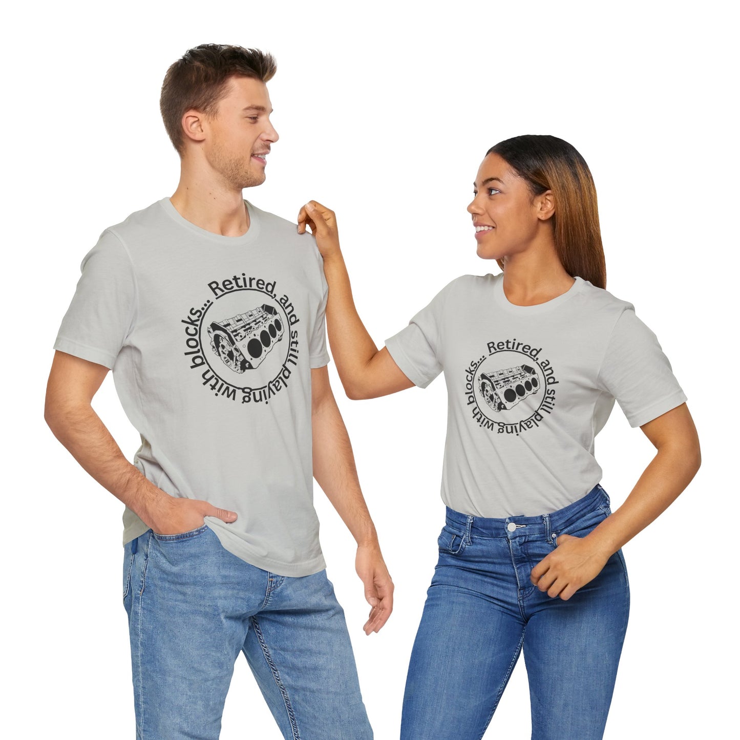 Retired and still playing with blocks, Unisex Jersey Short Sleeve Tee