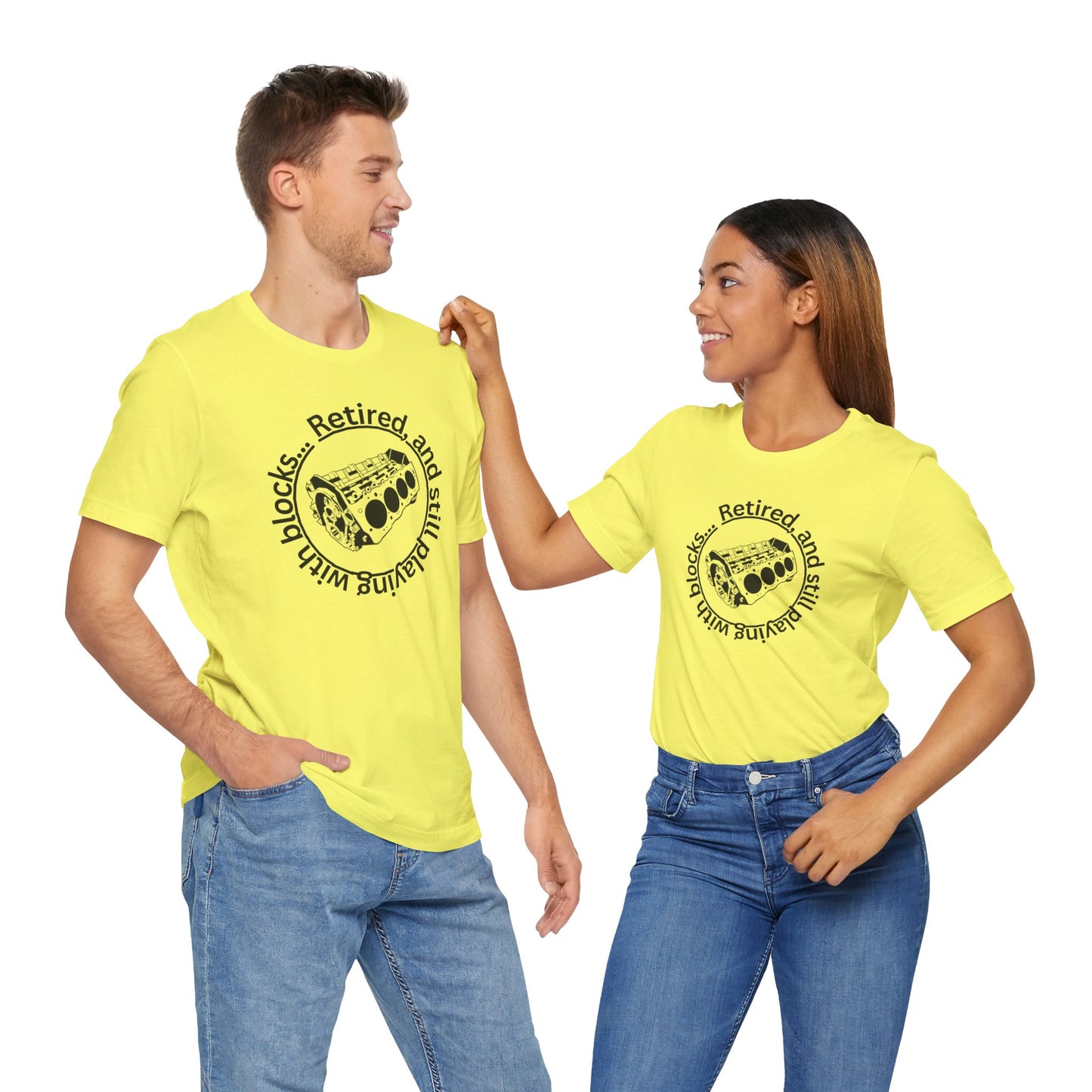 Retired and still playing with blocks, Unisex Jersey Short Sleeve Tee