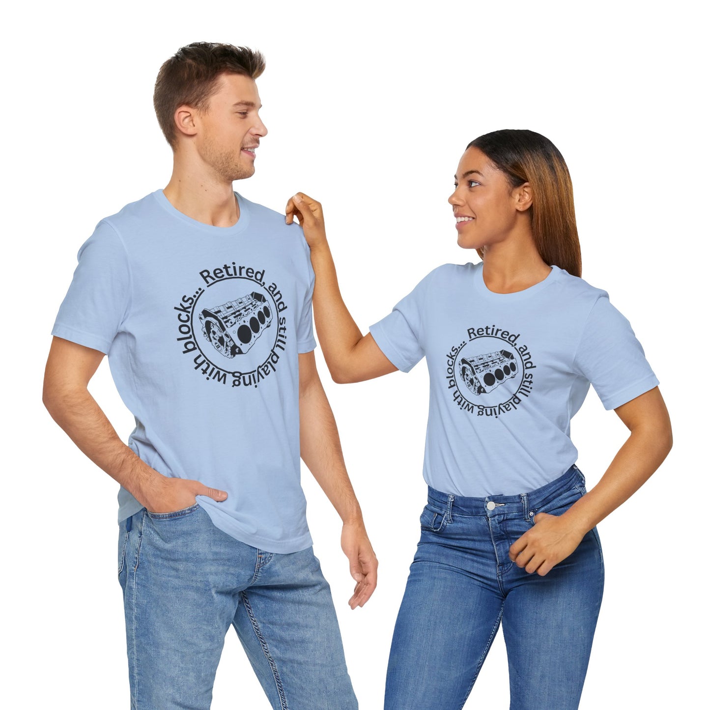 Retired and still playing with blocks, Unisex Jersey Short Sleeve Tee