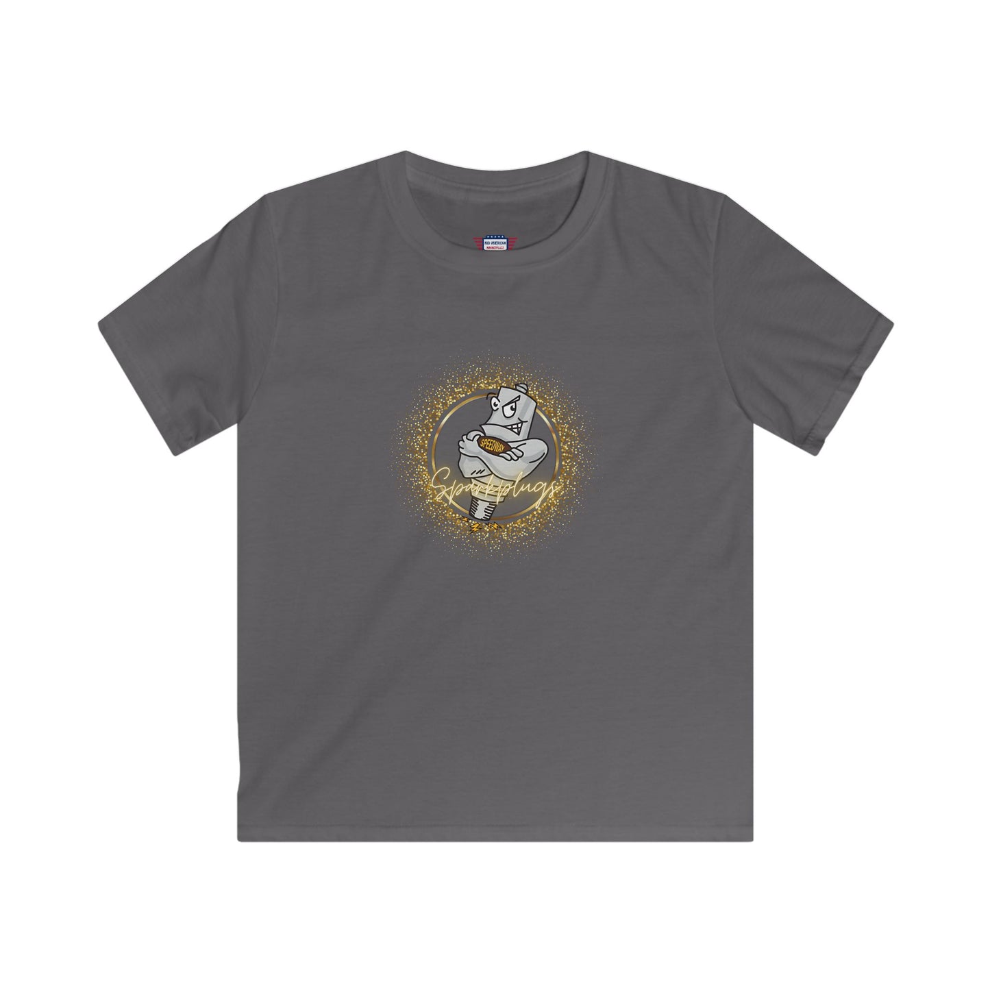 Youth Graphic Tee Featuring Sparkling Design, Speedway Sparkplugs