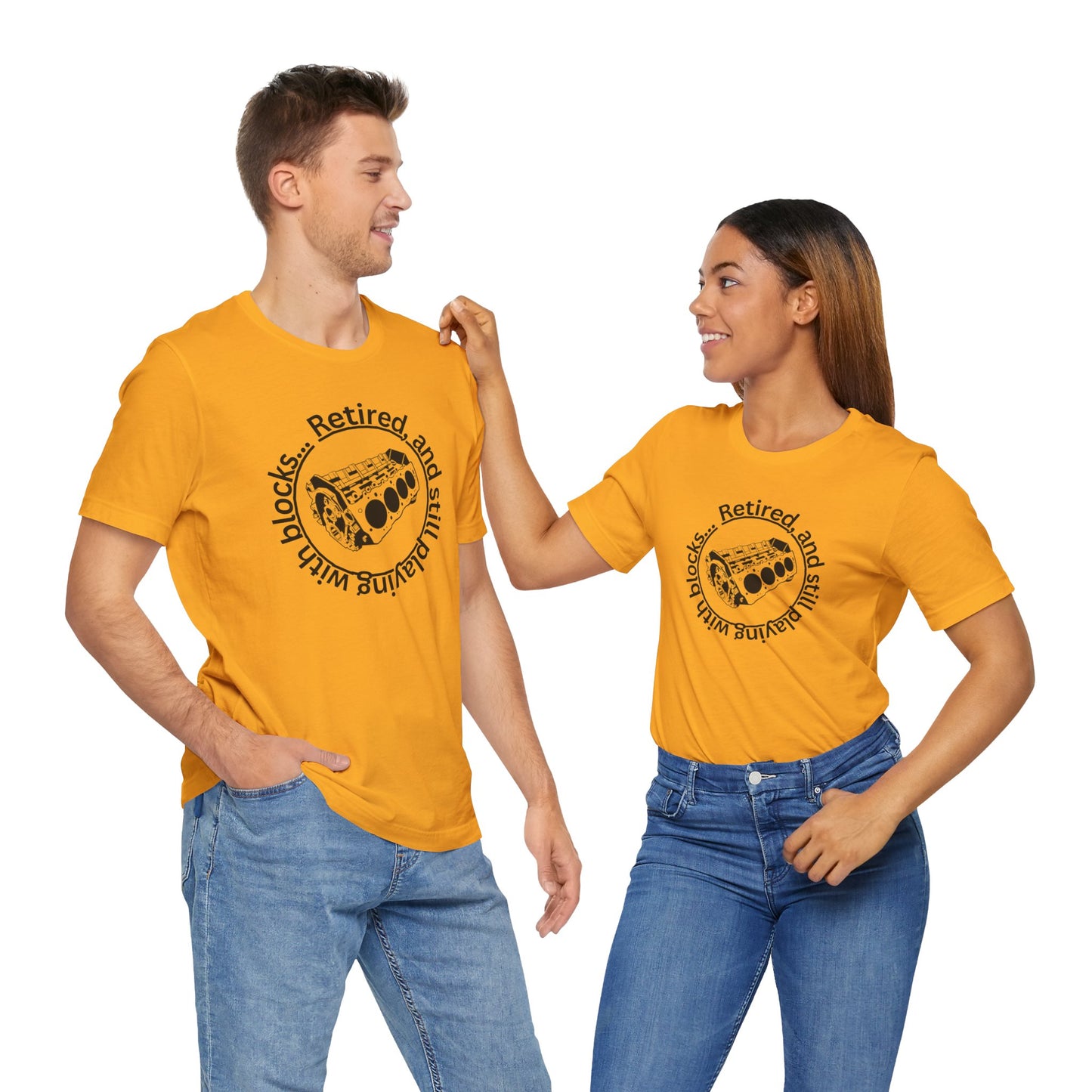 Retired and still playing with blocks, Unisex Jersey Short Sleeve Tee