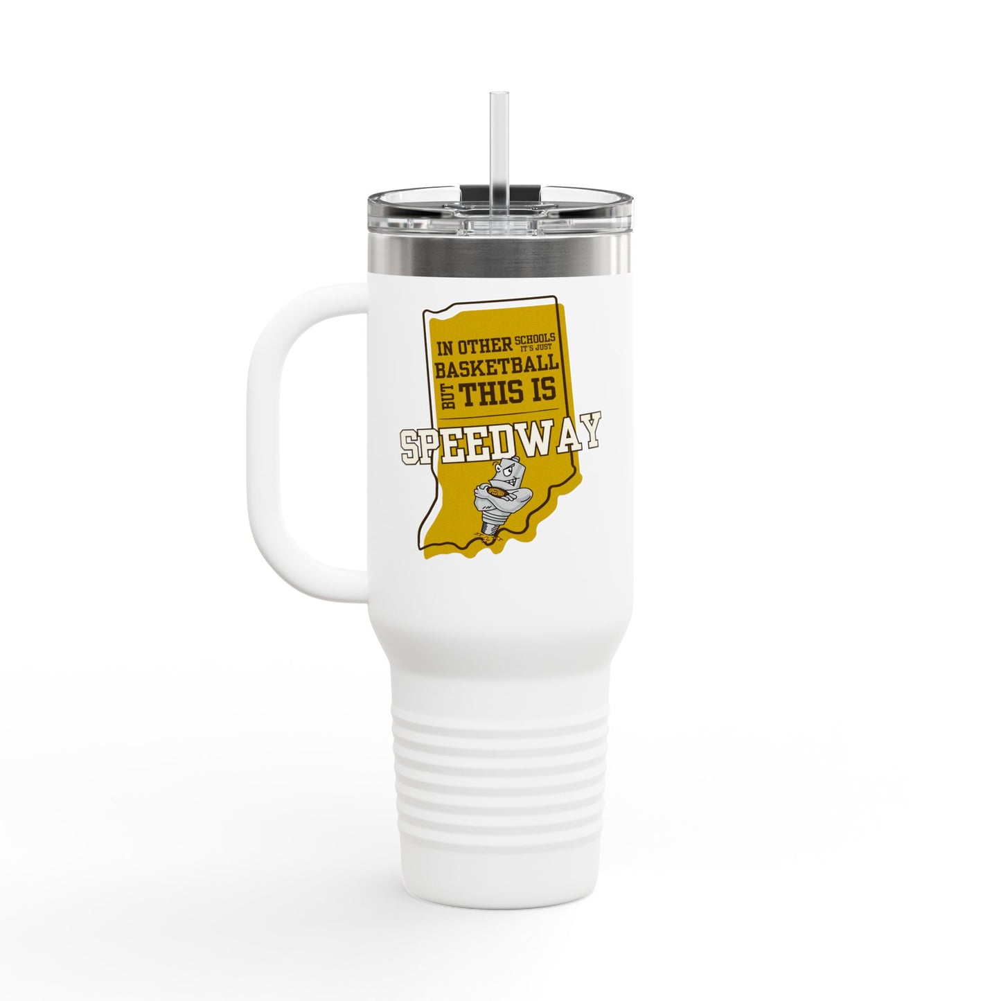 Insulated Travel Mug - Speedway Sparkplugs Basketball