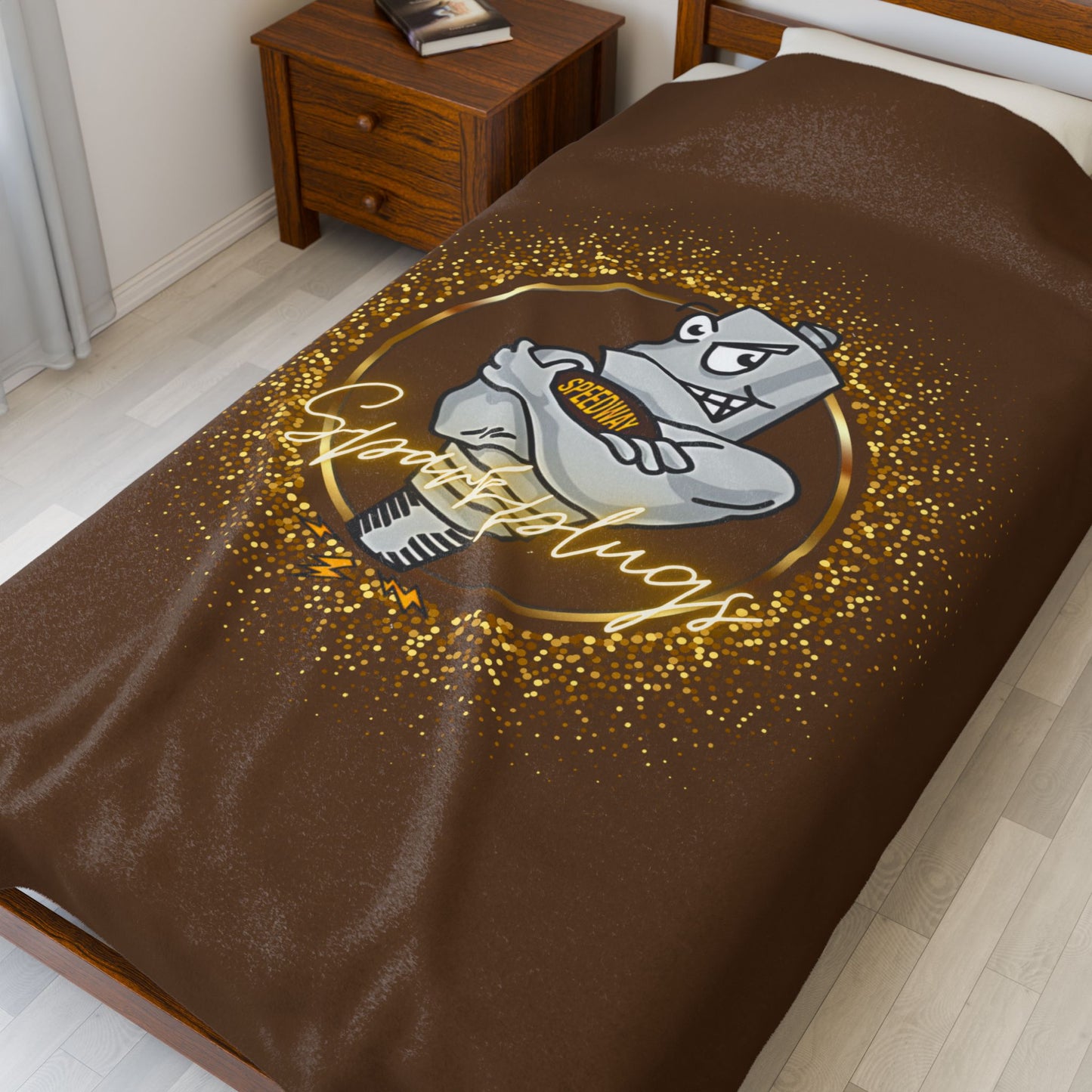 Velveteen Plush Bleacher Blanket - Speedway Sparkplugs Football