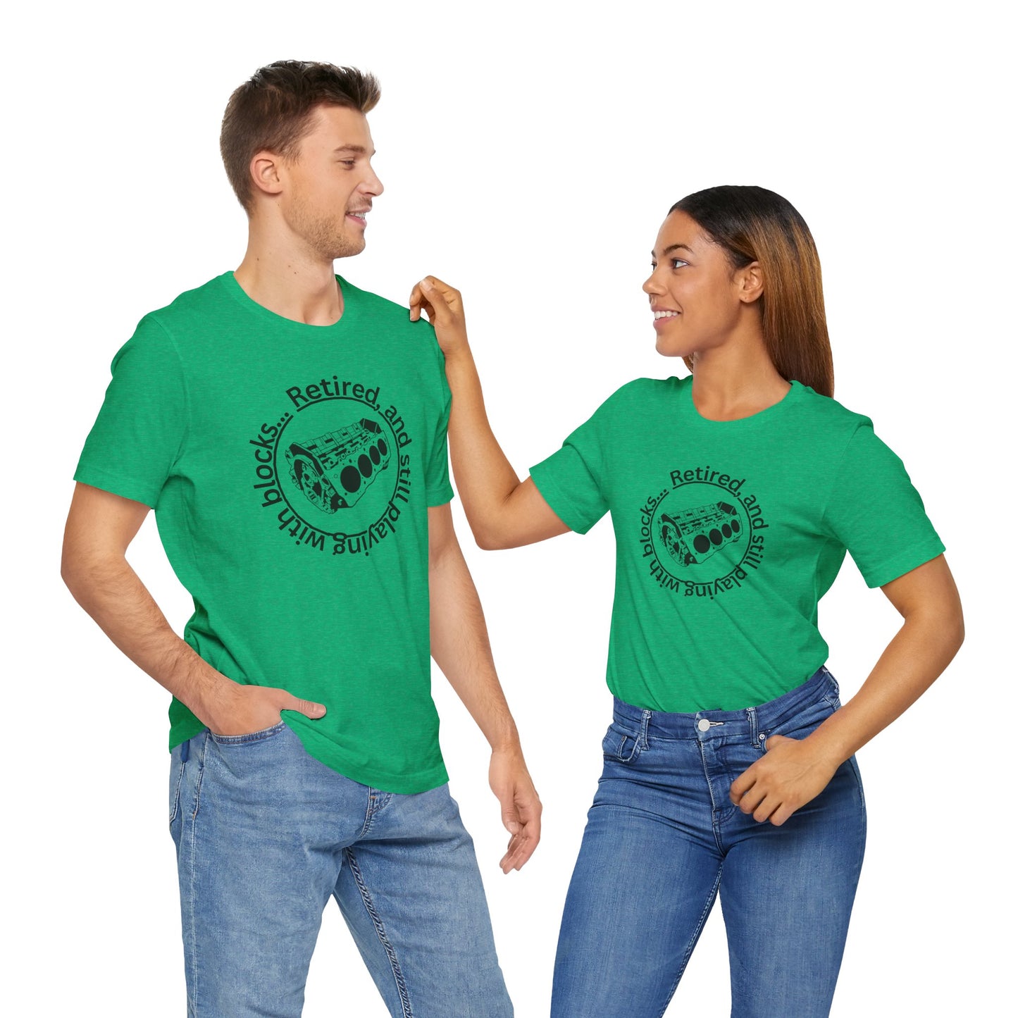 Retired and still playing with blocks, Unisex Jersey Short Sleeve Tee