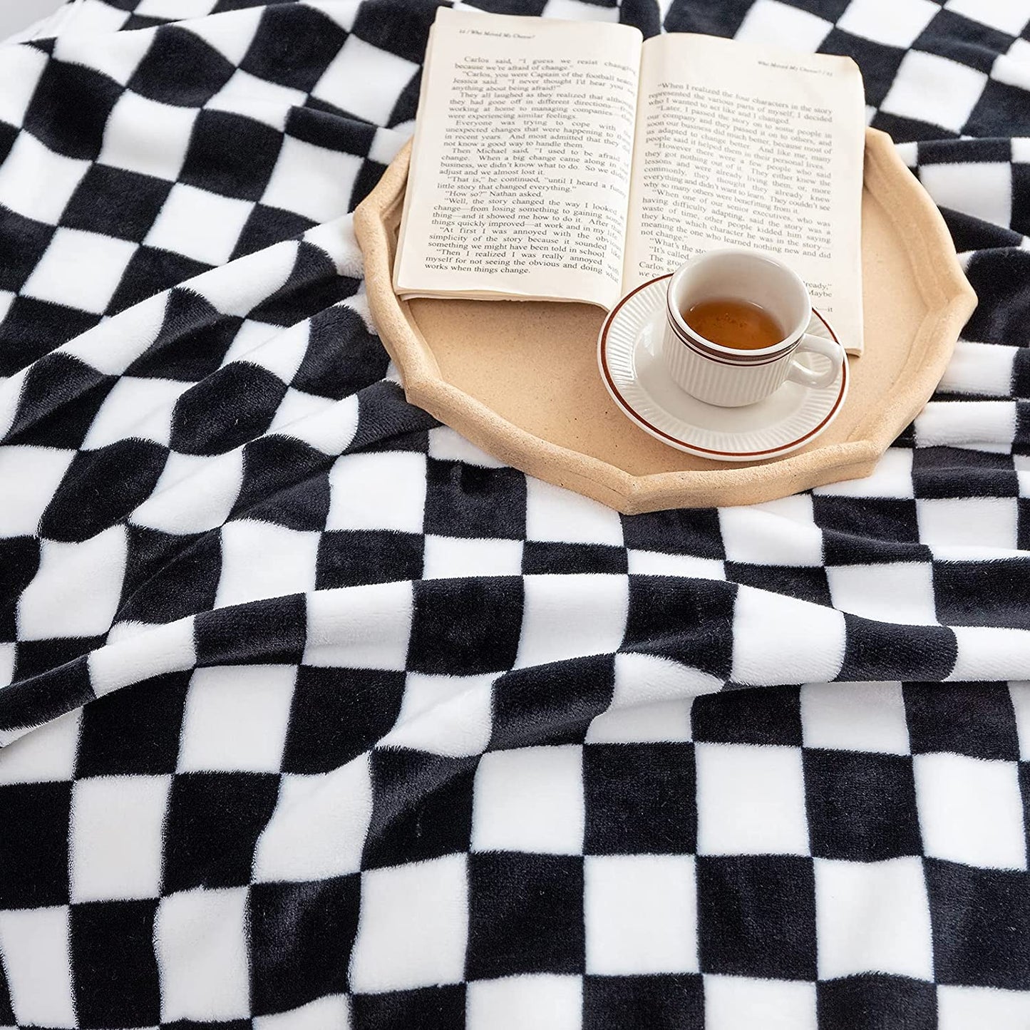 Black & White Checkered Throw Blanket