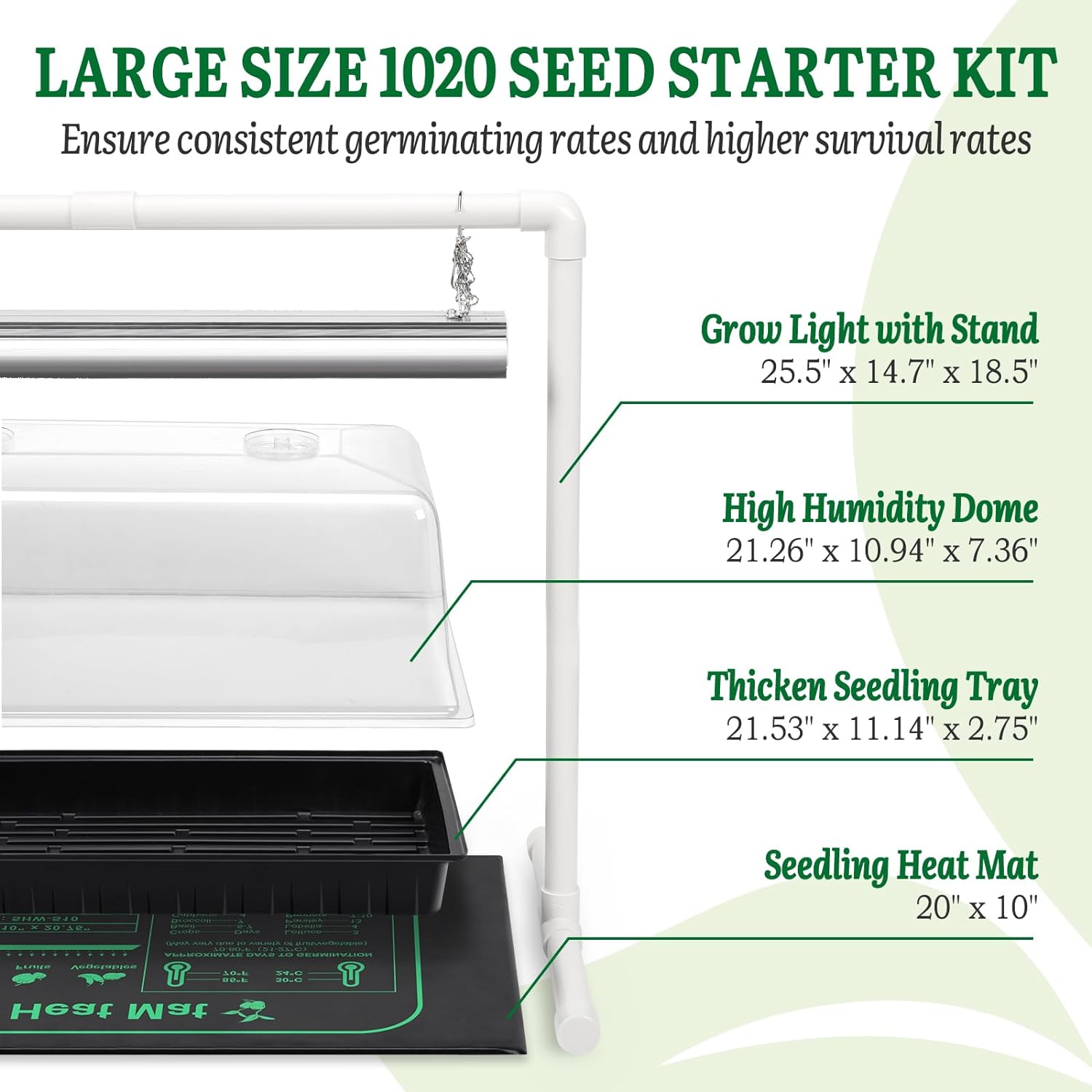 Seed Starter Kit with Grow Light and Heat Mat
