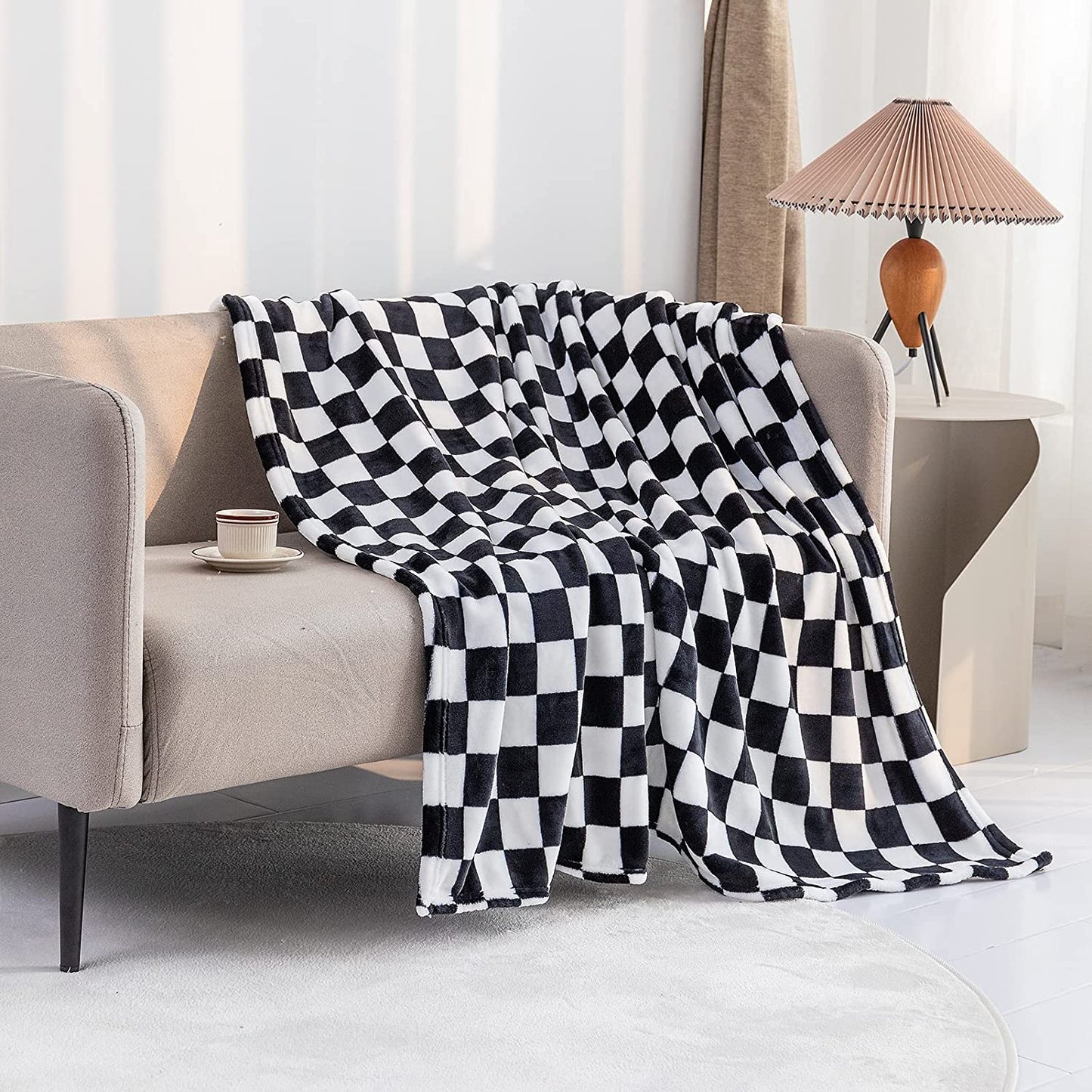 Black & White Checkered Throw Blanket